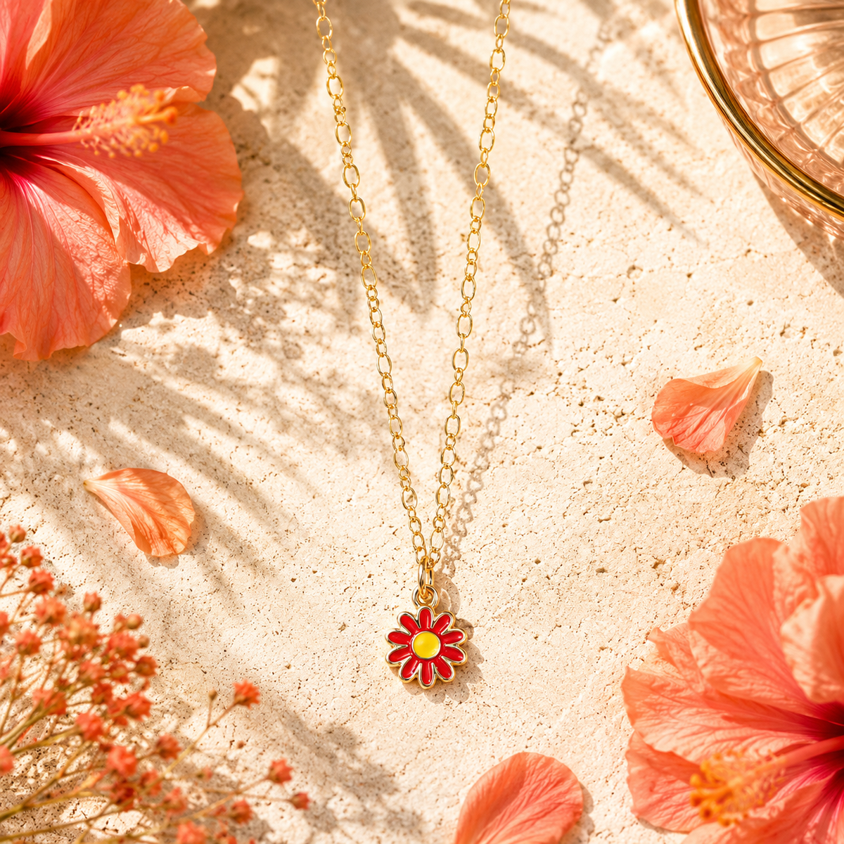 Daisy Charm Gold Choker Necklace
