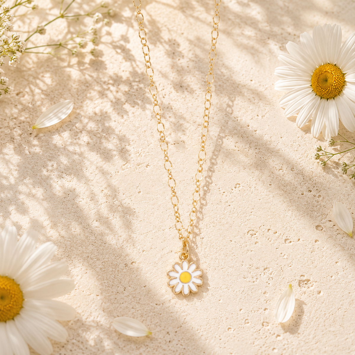 Daisy Charm Gold Choker Necklace