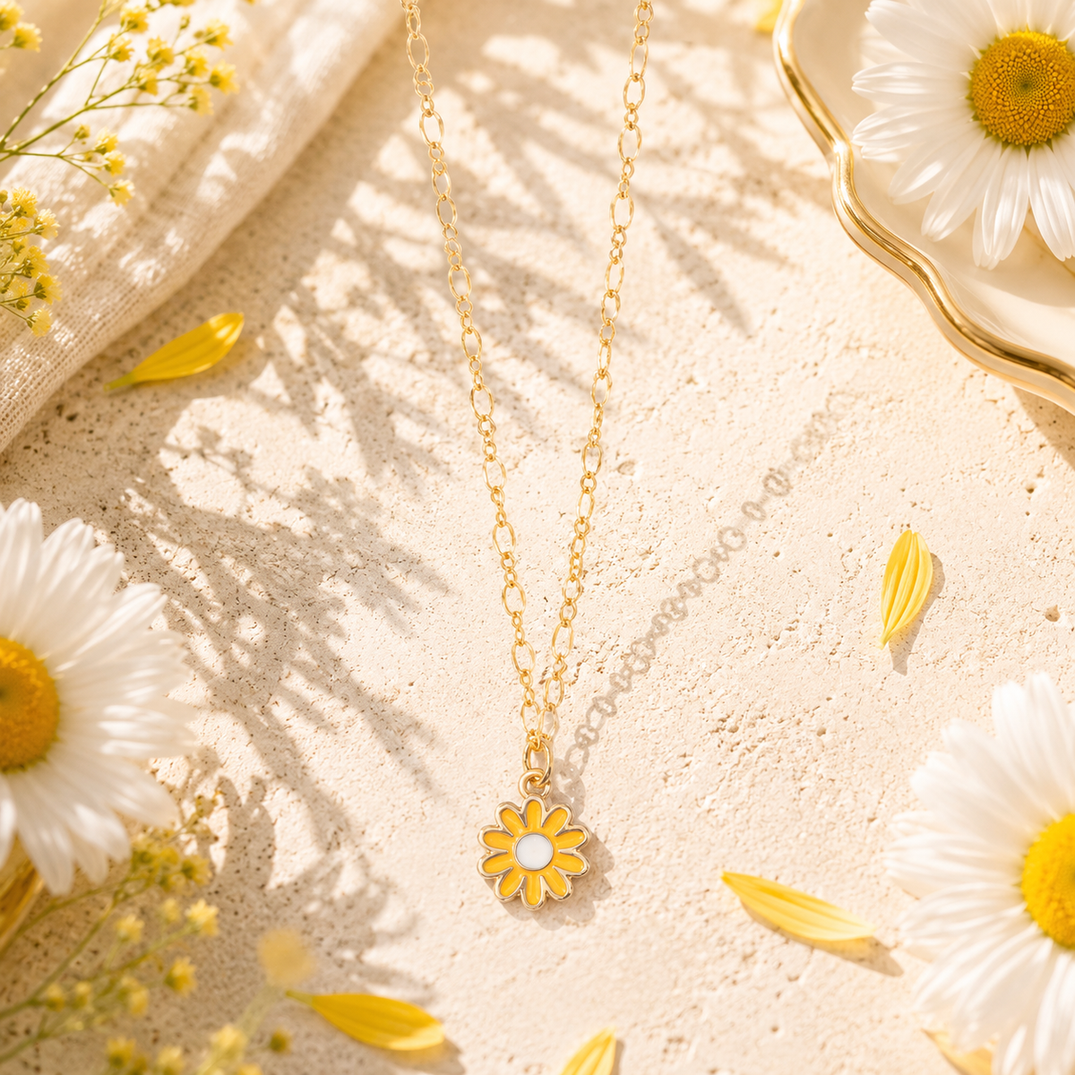 Daisy Charm Gold Choker Necklace
