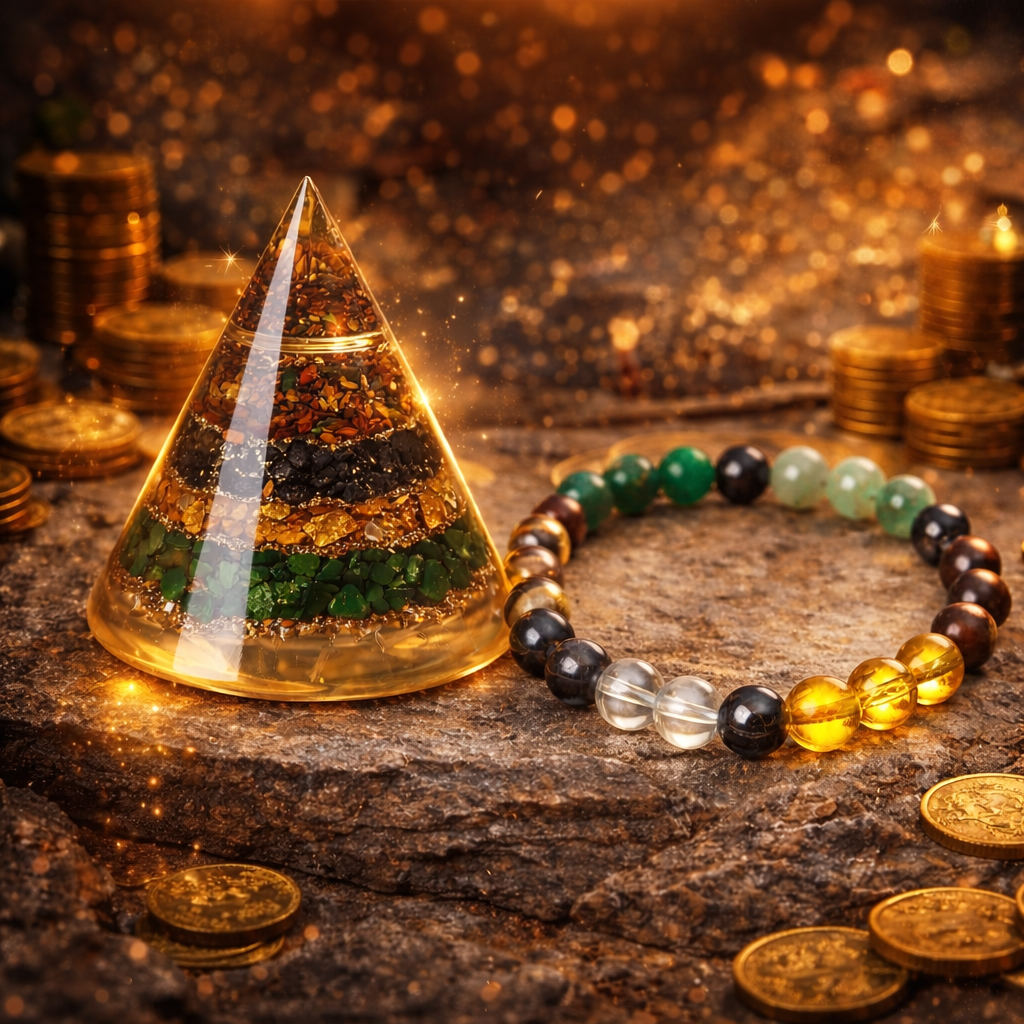 Dhan Yog Bracelet & Conical Dhan Yog Pyramid With Selenite Base