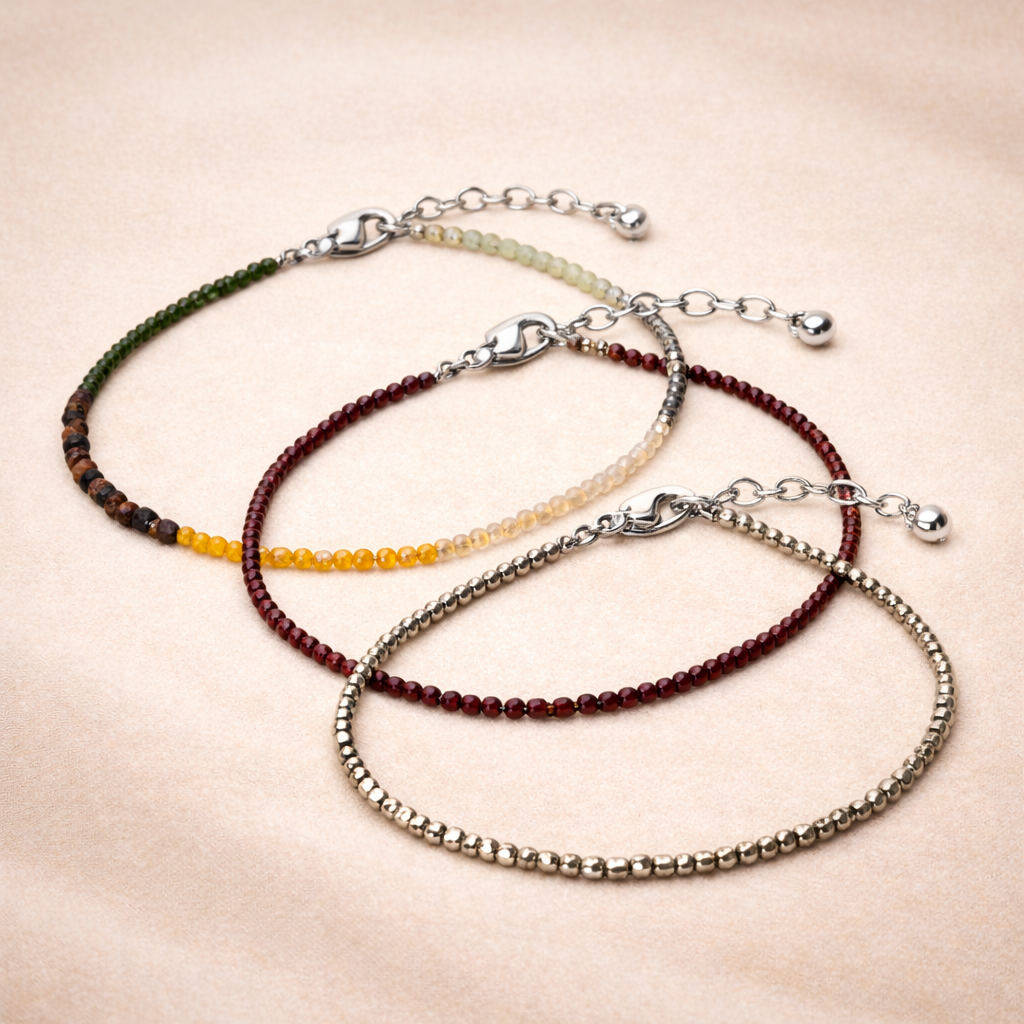 Dhan Yog, Pyrite & Garnet Anklet Combo