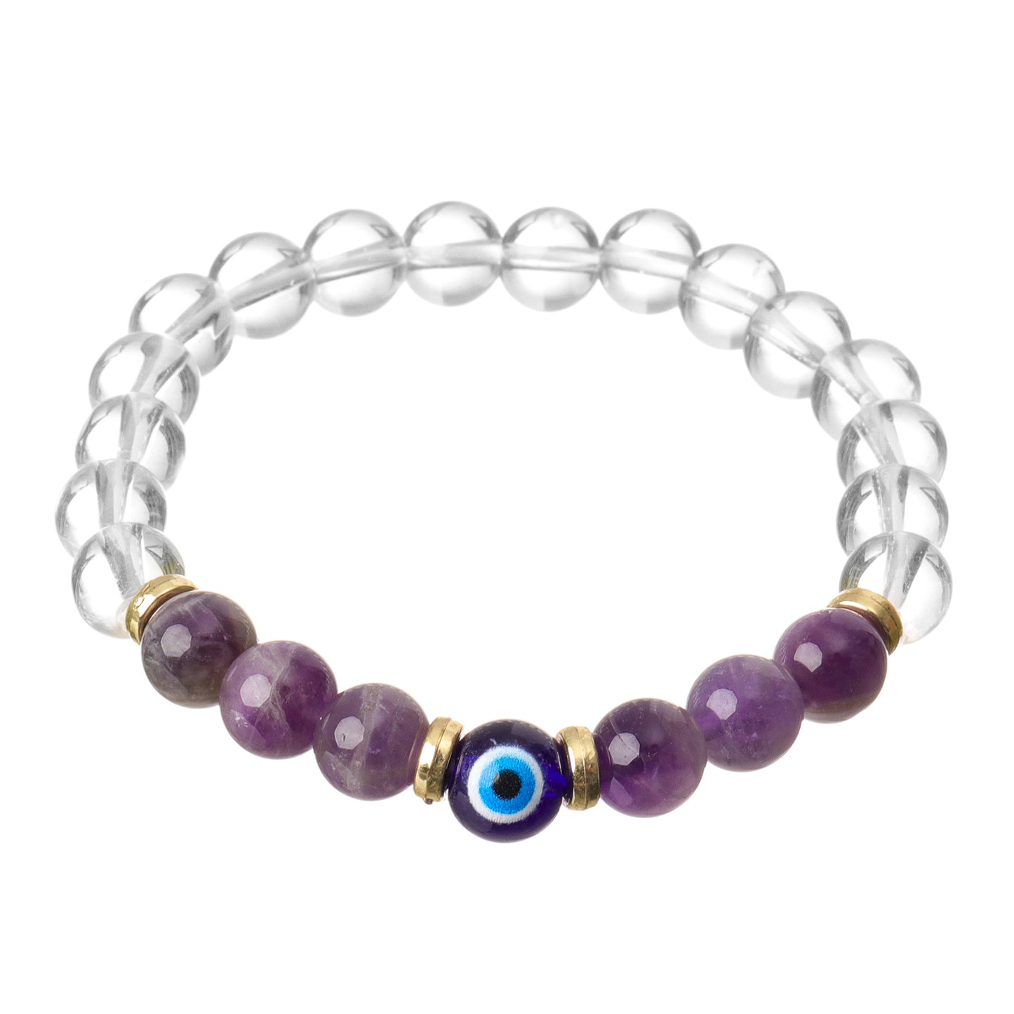 Divine Shield Amethyst & Quartz Natural Stone Bracelet