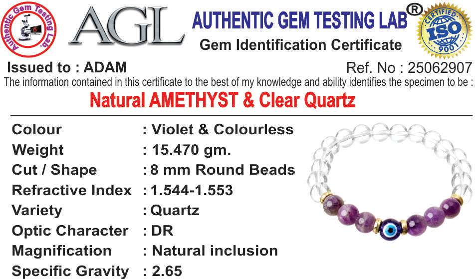 Divine Shield Amethyst & Quartz Natural Stone Bracelet