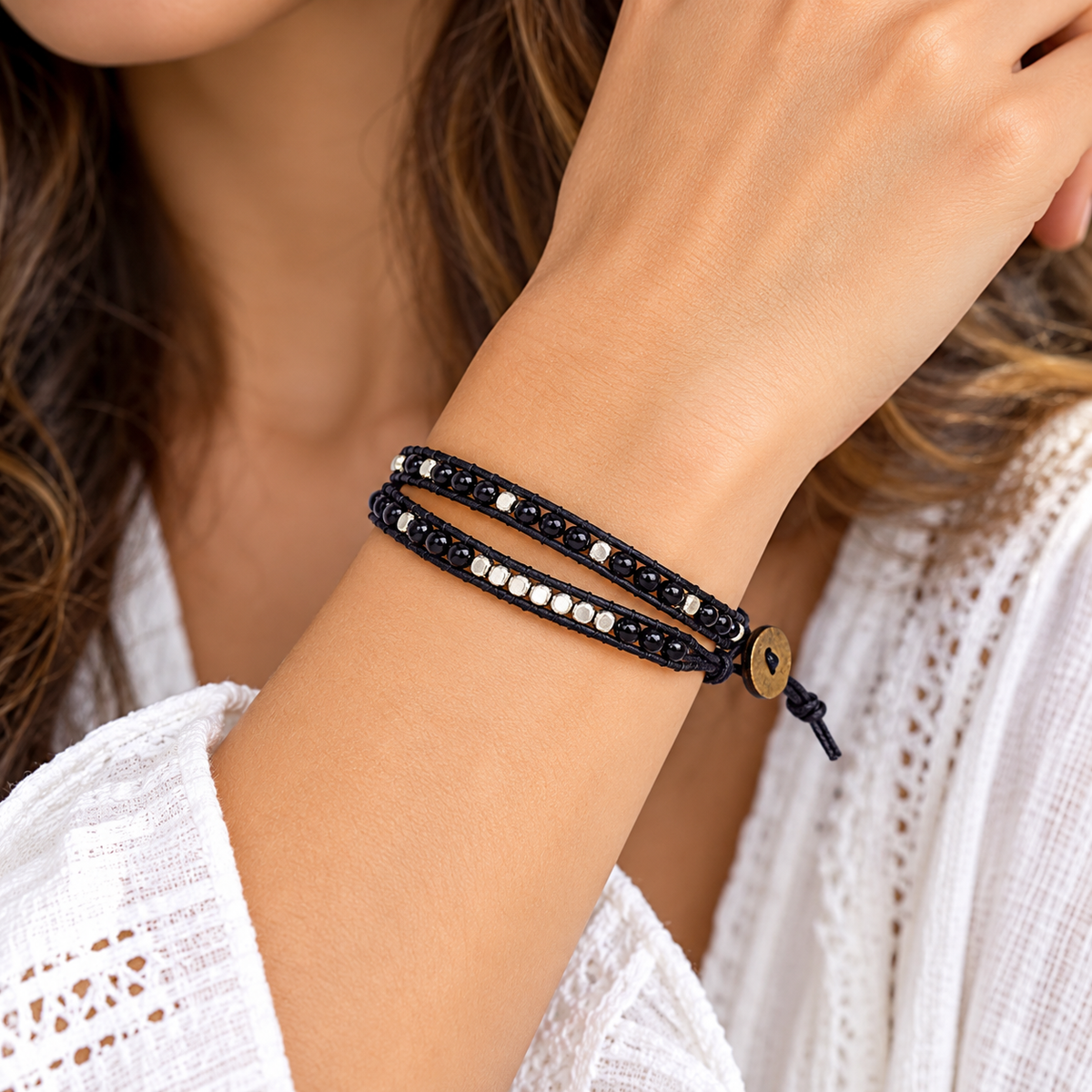 Double Wrap Beaded Bracelet