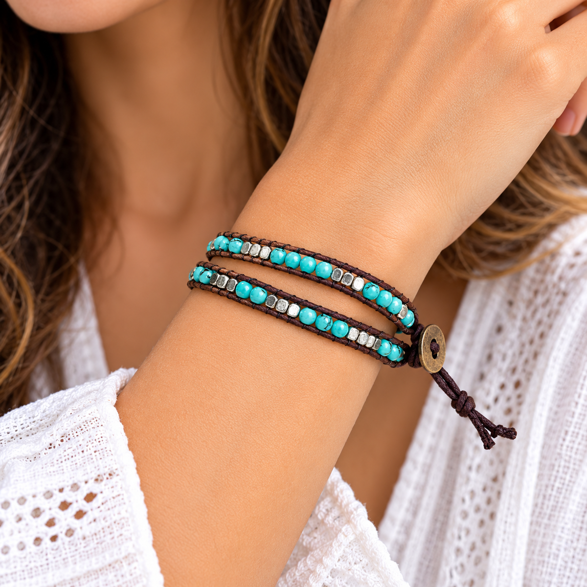 Double Wrap Beaded Bracelet