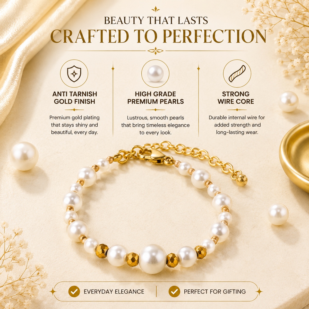 Elegant Pearl & Seed Bead Bracelet