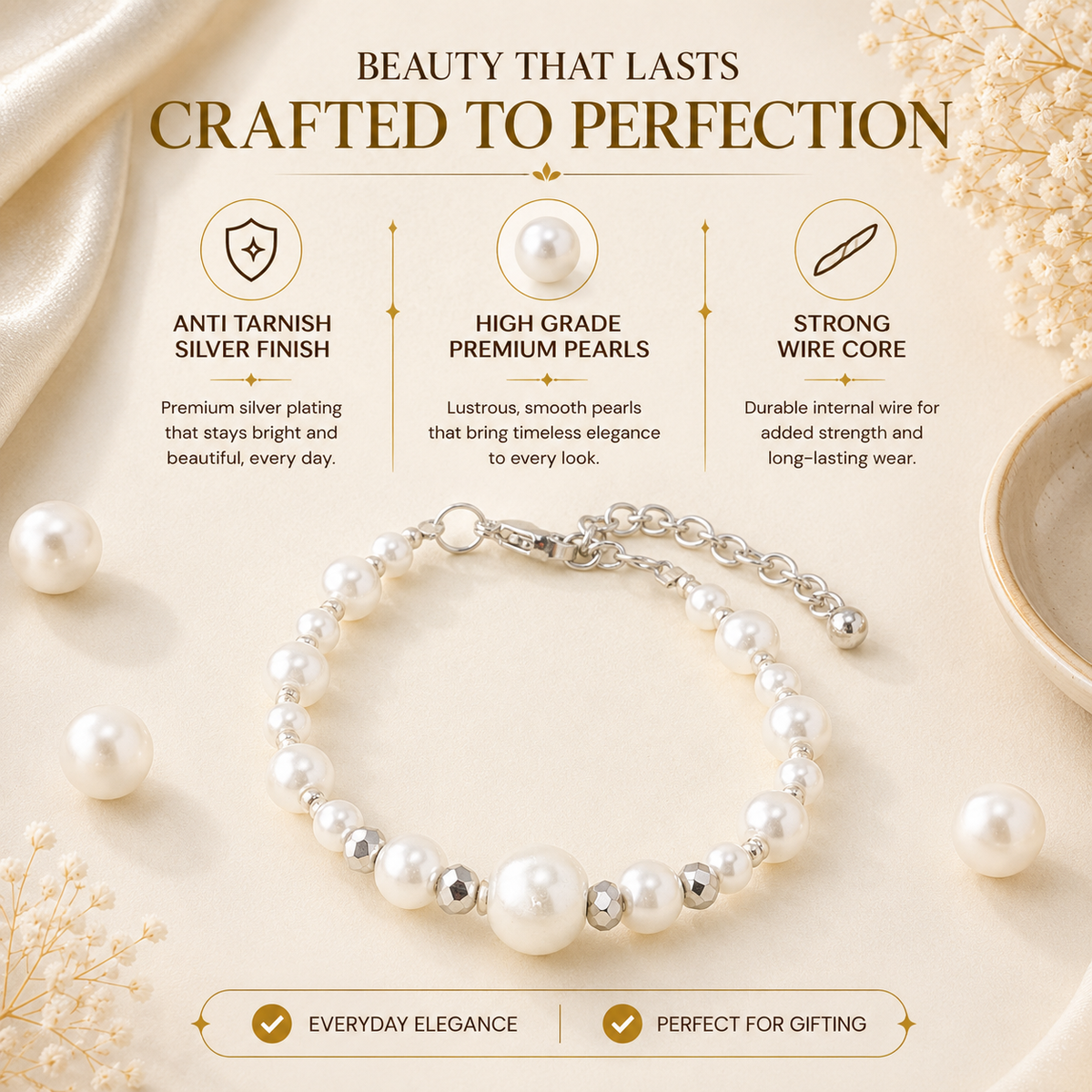 Elegant Pearl & Seed Bead Bracelet