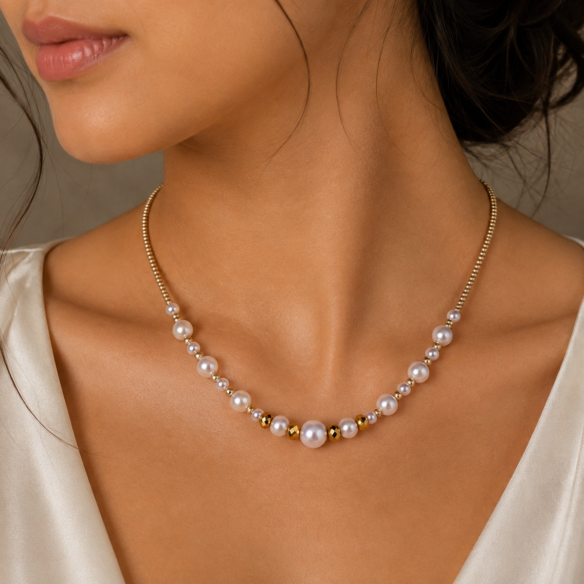 Elegant Pearl & Seed Bead Necklace