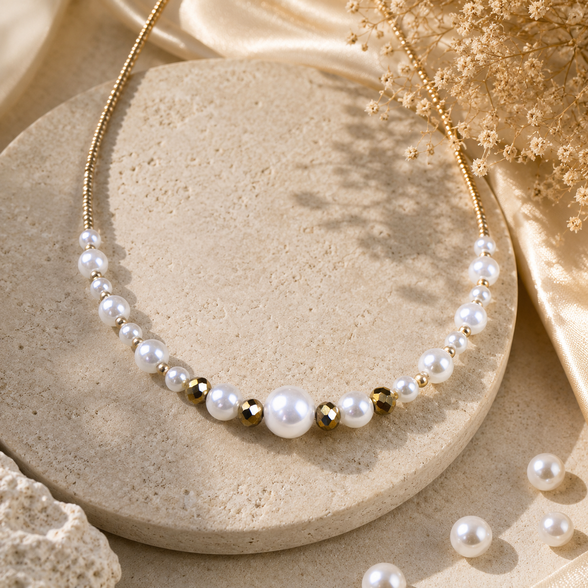 Elegant Pearl & Seed Bead Necklace