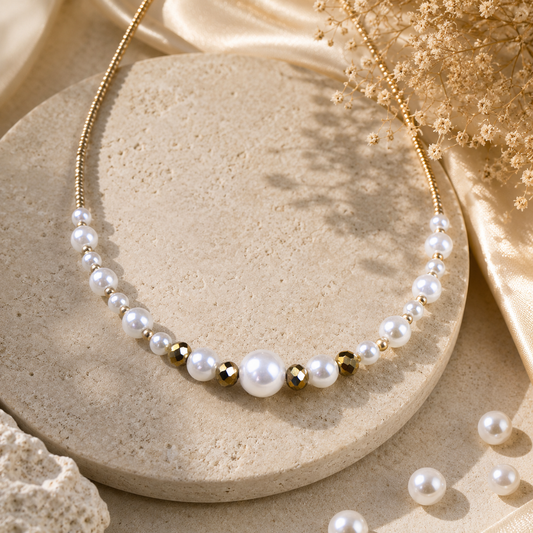 Elegant Pearl & Seed Bead Necklace
