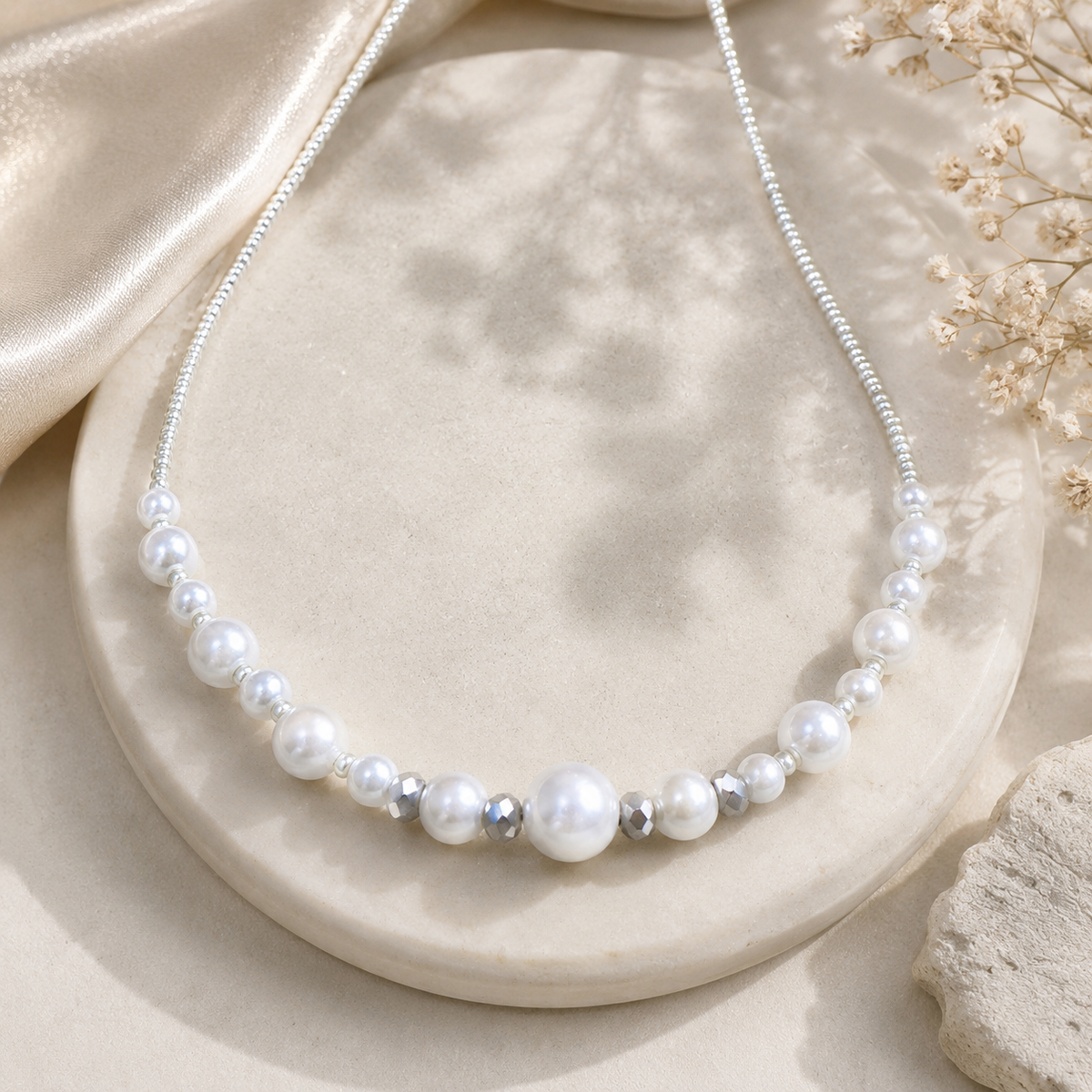 Elegant Pearl & Seed Bead Necklace