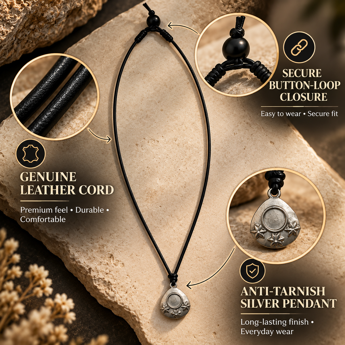 Engraved Starfish Pendant Leather Necklace for Women
