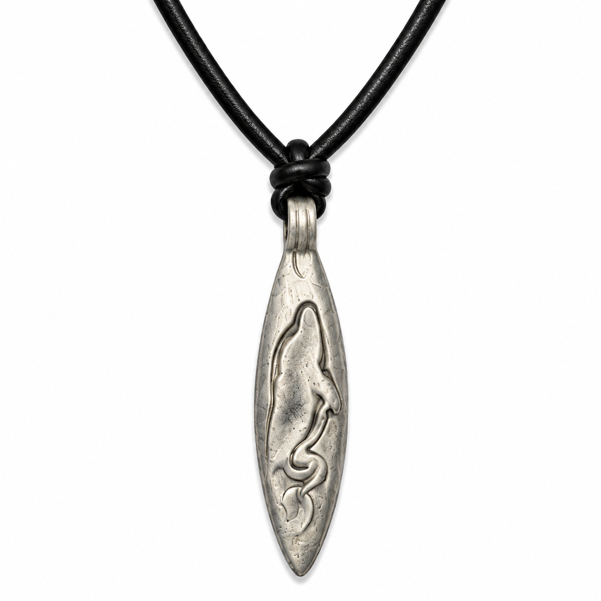 Engraved Dolphin Pendant Leather Necklace for Men