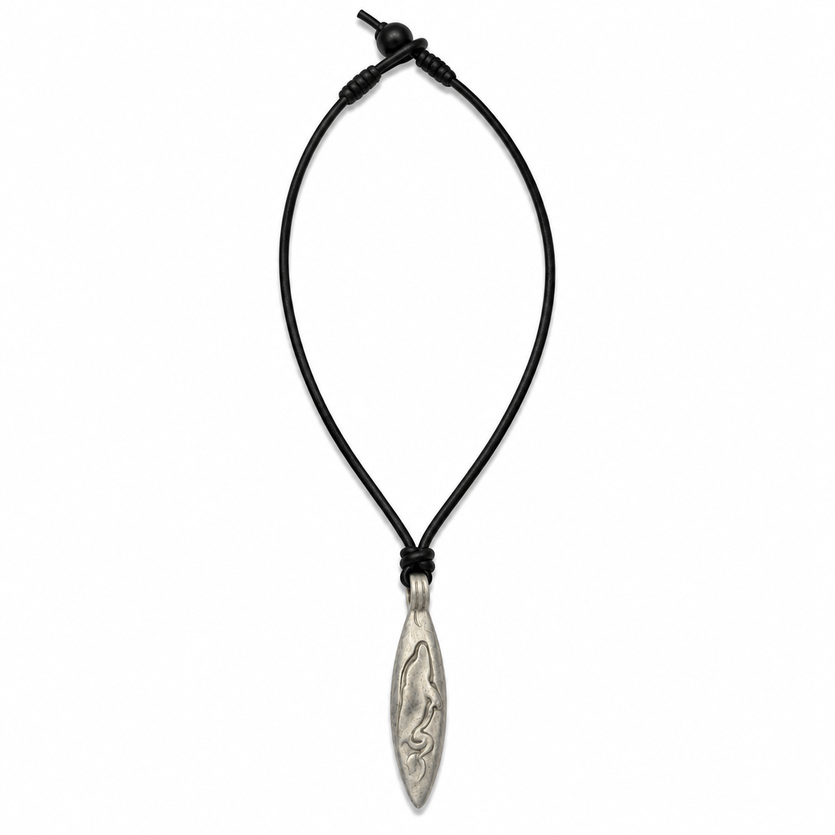Engraved Dolphin Pendant Leather Necklace for Men