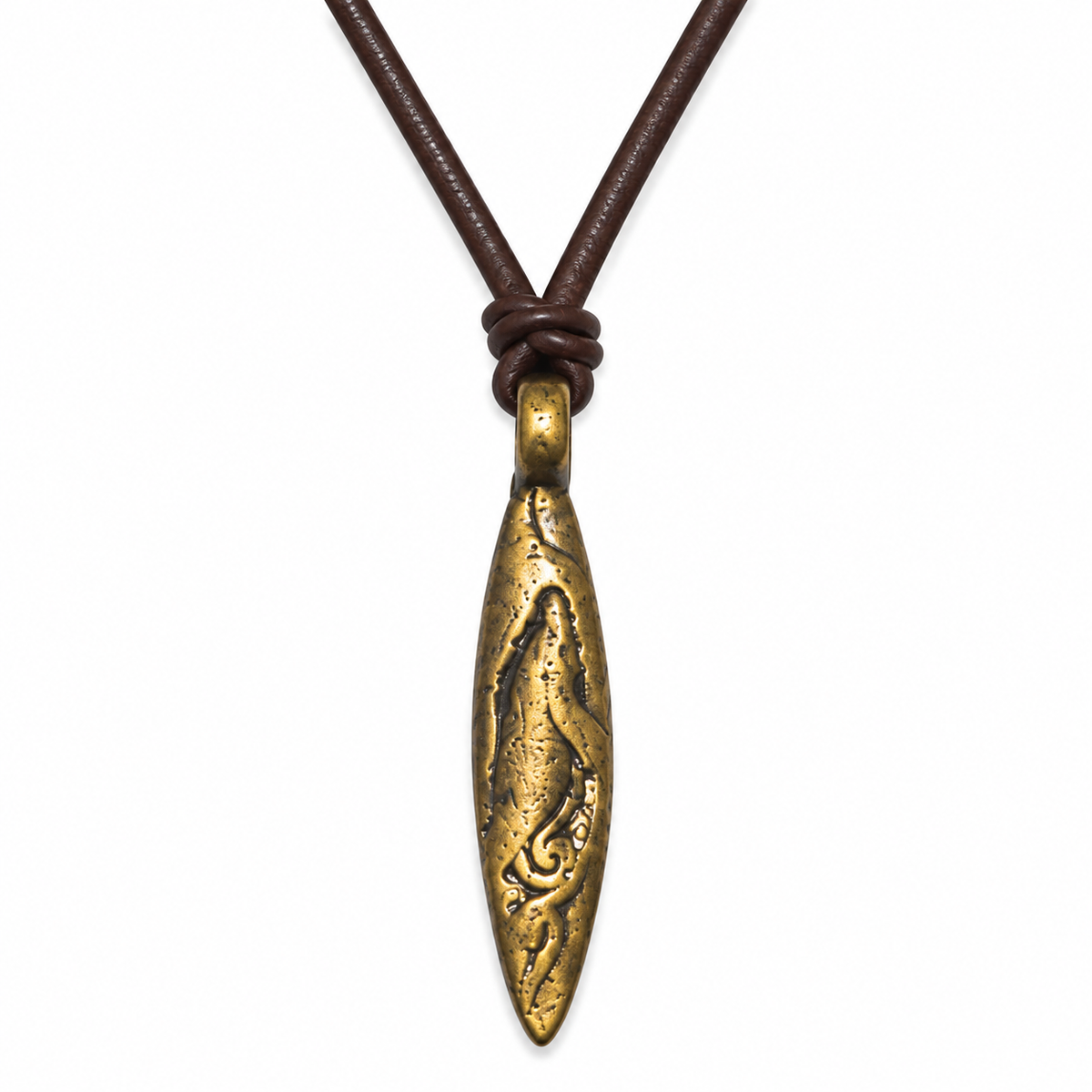 Engraved Dolphin Pendant Leather Necklace for Men