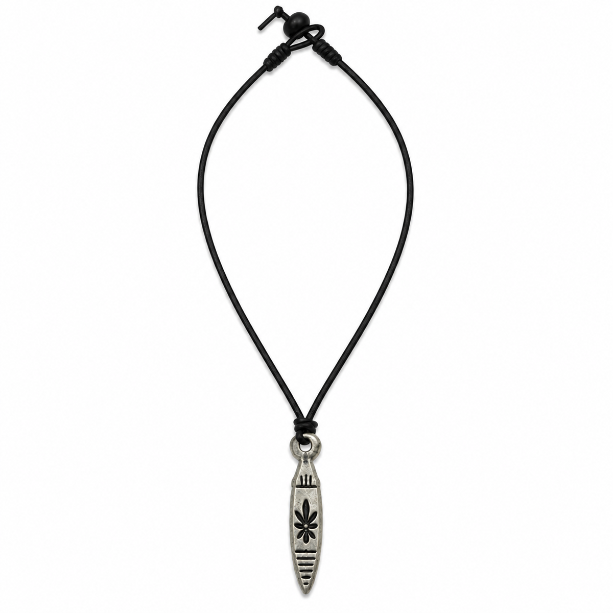 Engraved Long Pendant Leather Necklace for Men