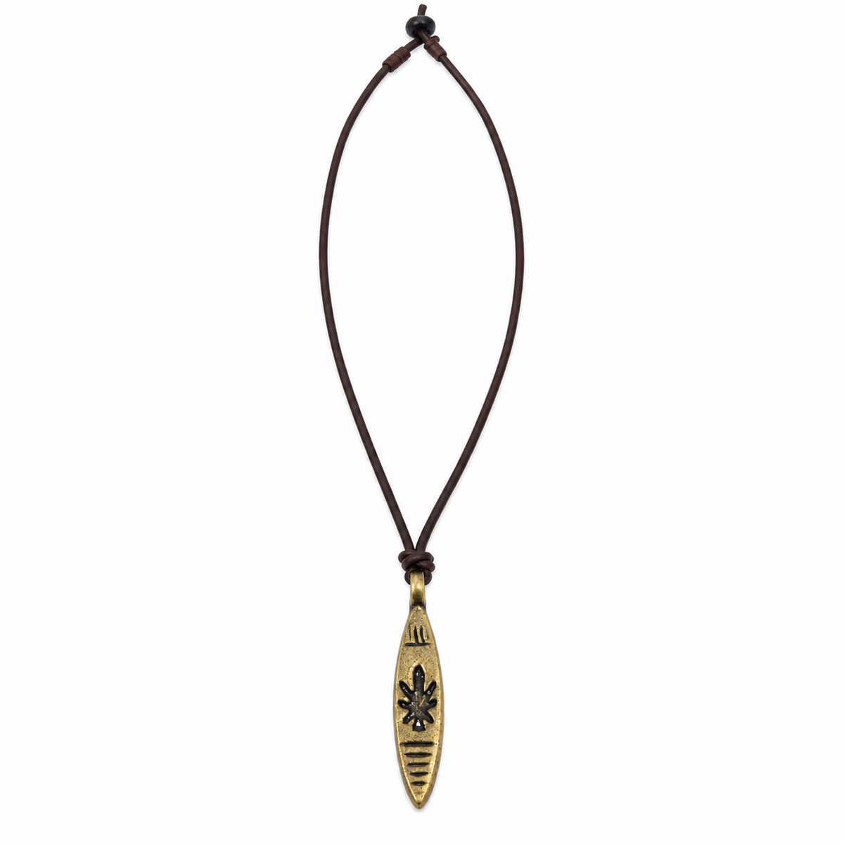 Engraved Long Pendant Leather Necklace for Men