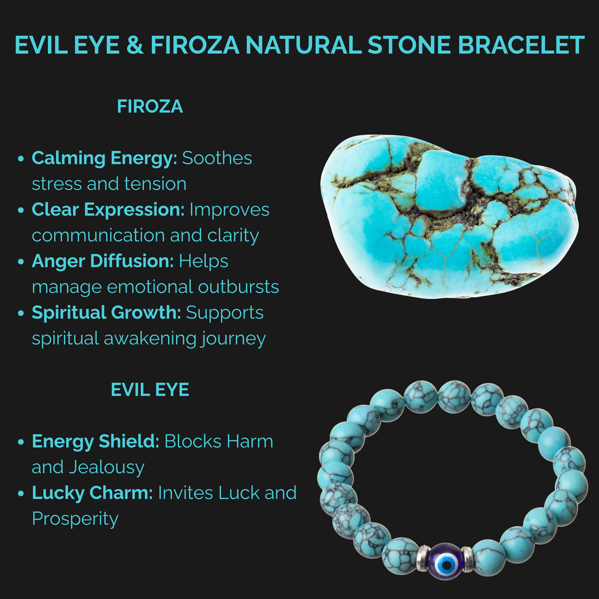 Evil Eye & Firoza Natural Stone Bracelet