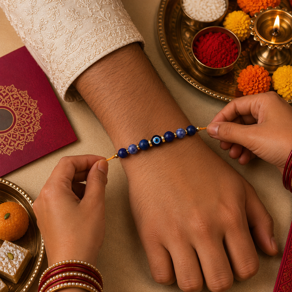 Evil Eye Natural Stone Rakhi