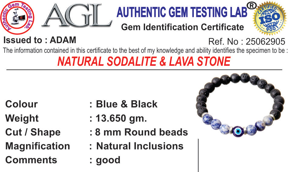 Evil Eye Sodalite & Lava Natural Stone Bracelet