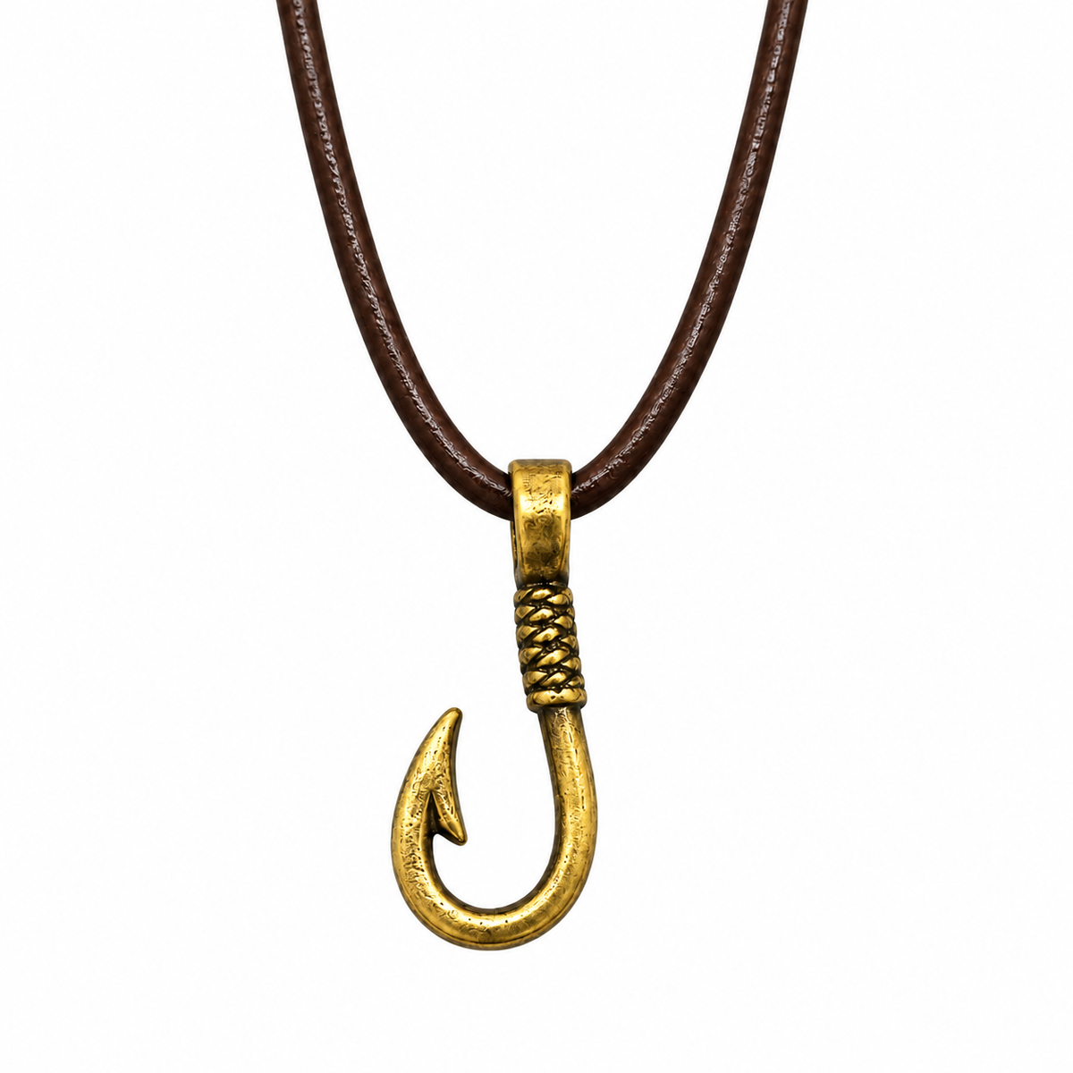 Fish Hook Pendant Leather Necklace for Men