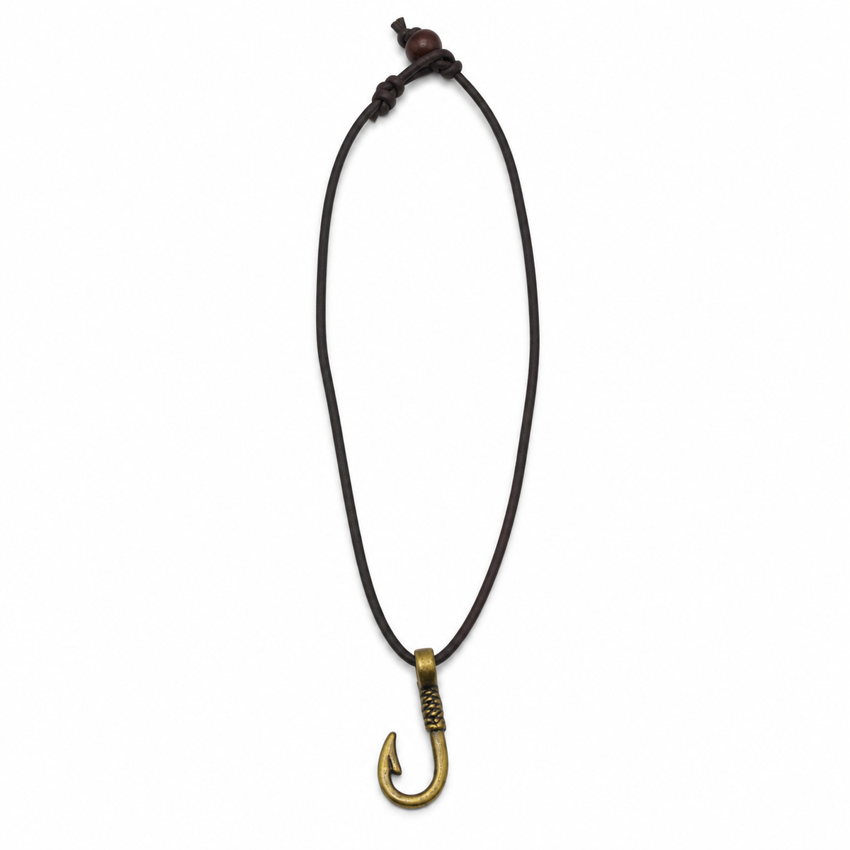 Fish Hook Pendant Leather Necklace for Men