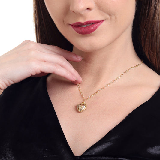 Flaming Heart Gold Pendant Choker Necklace