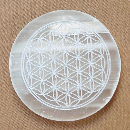 Flower Of Life Selenite Charging Plate