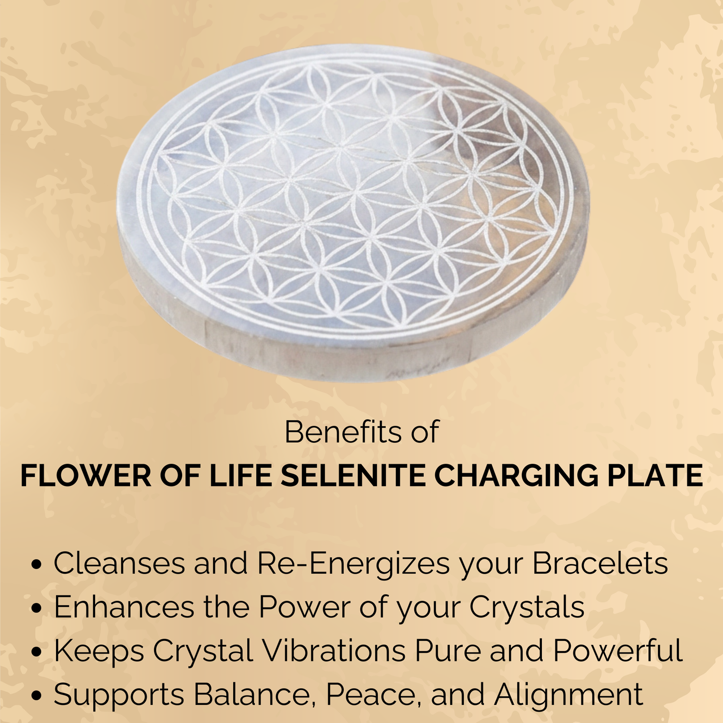 Flower Of Life Selenite Charging Plate