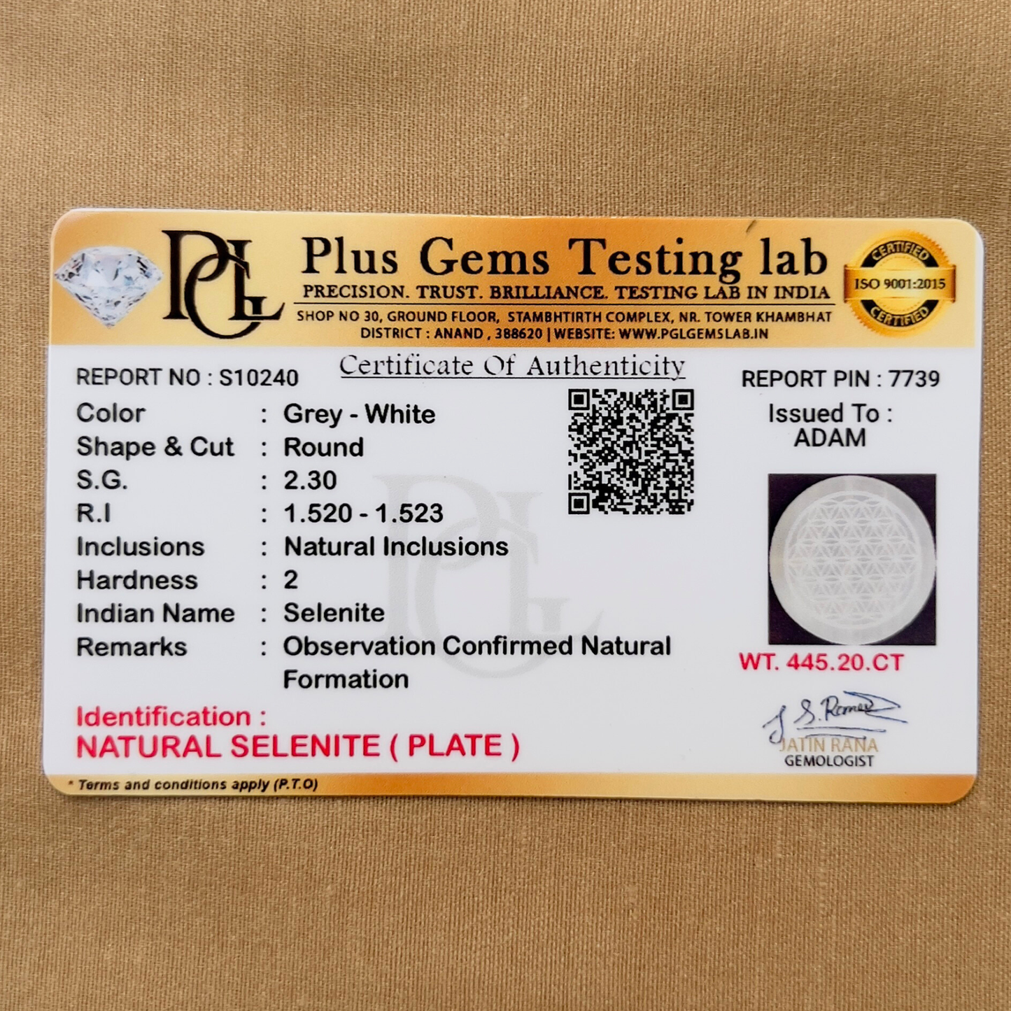 Flower Of Life Selenite Charging Plate