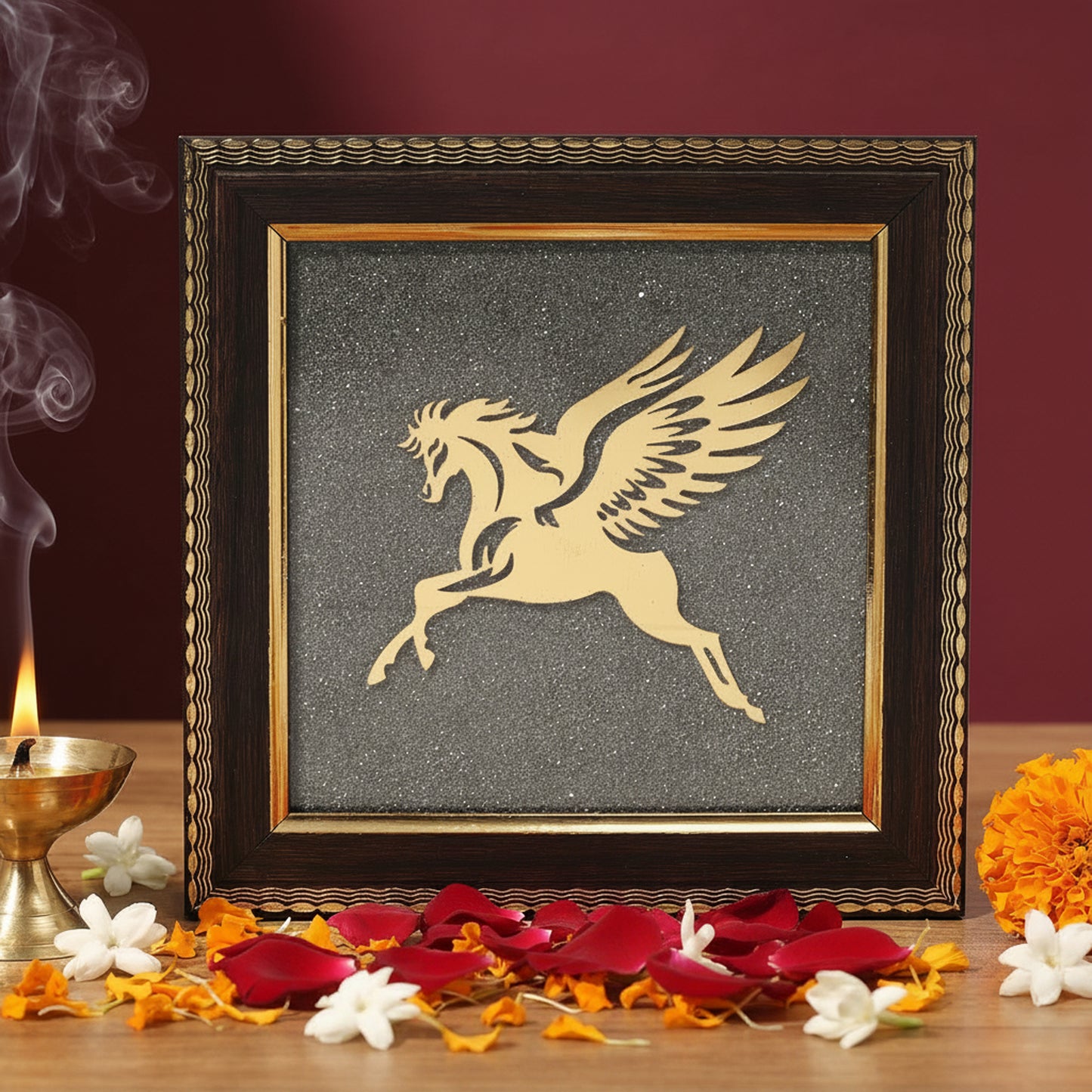 Flying Horse on Raw Pyrite Frame