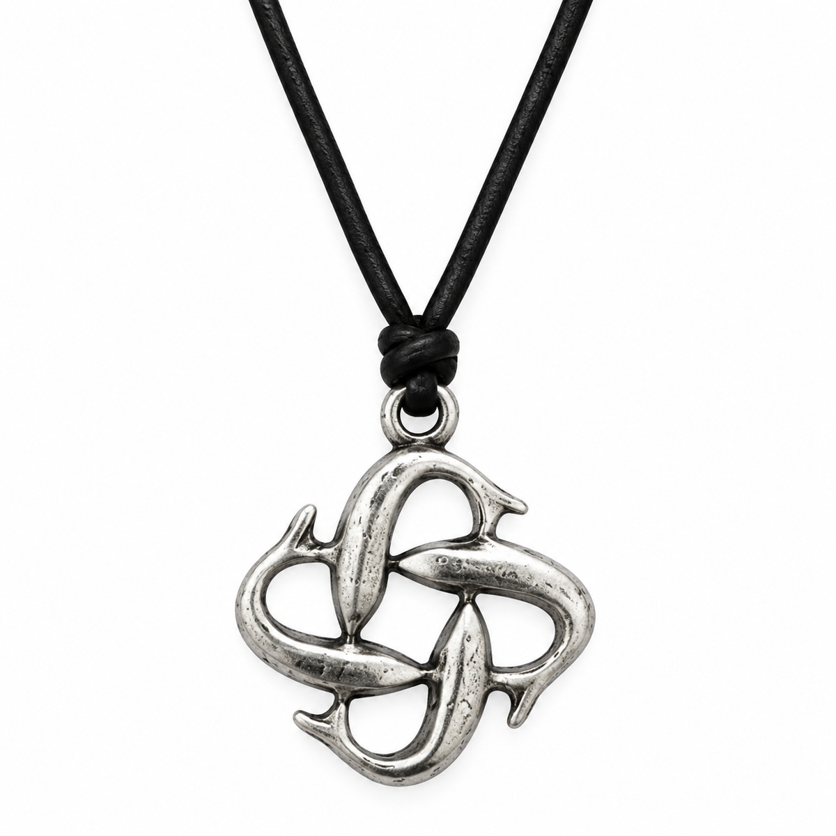 Four Dolphins Leather Necklace for Men