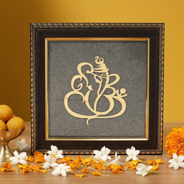 Ganesh Ji on Raw Pyrite Frame