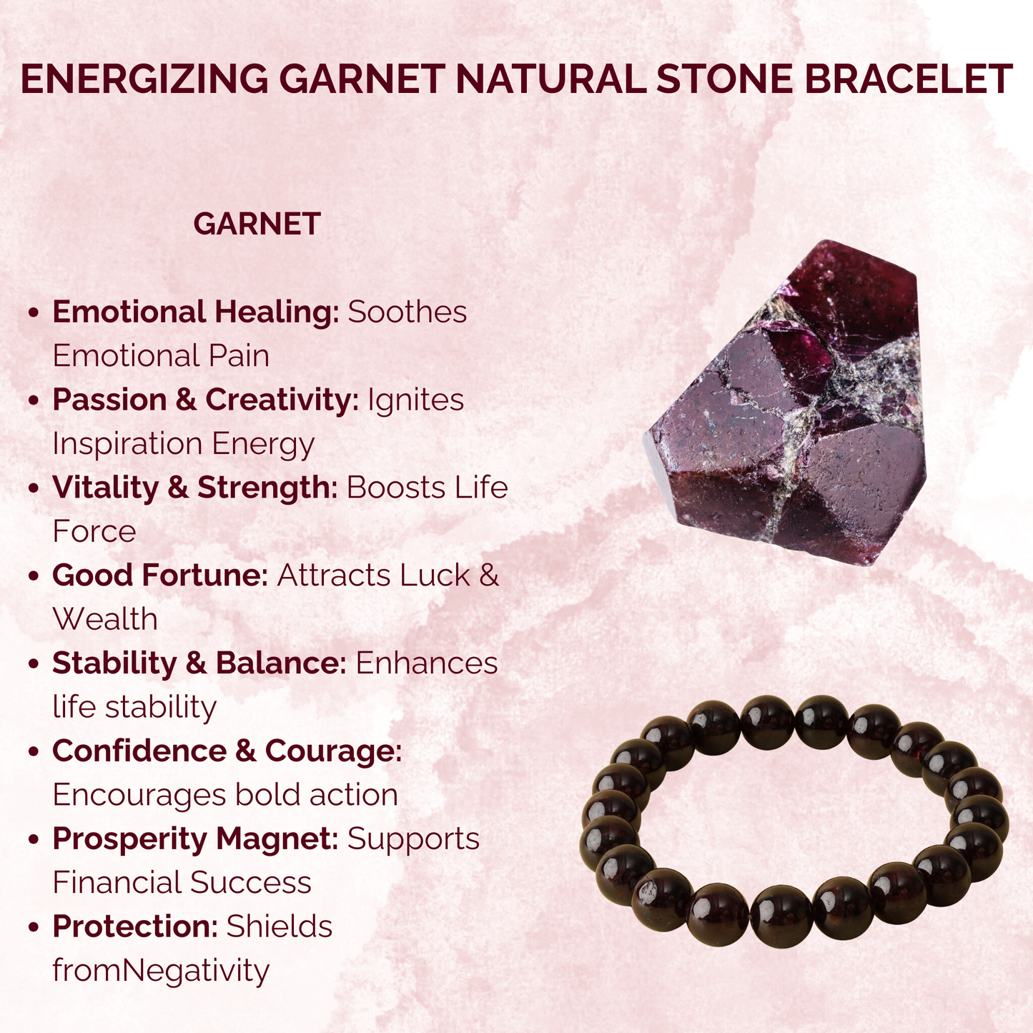 Energizing Garnet Natural Stone Bracelet