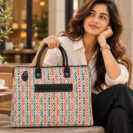 Laptop Bag for Women for 15.6 inch Laptop (Geometric Diamond Black)