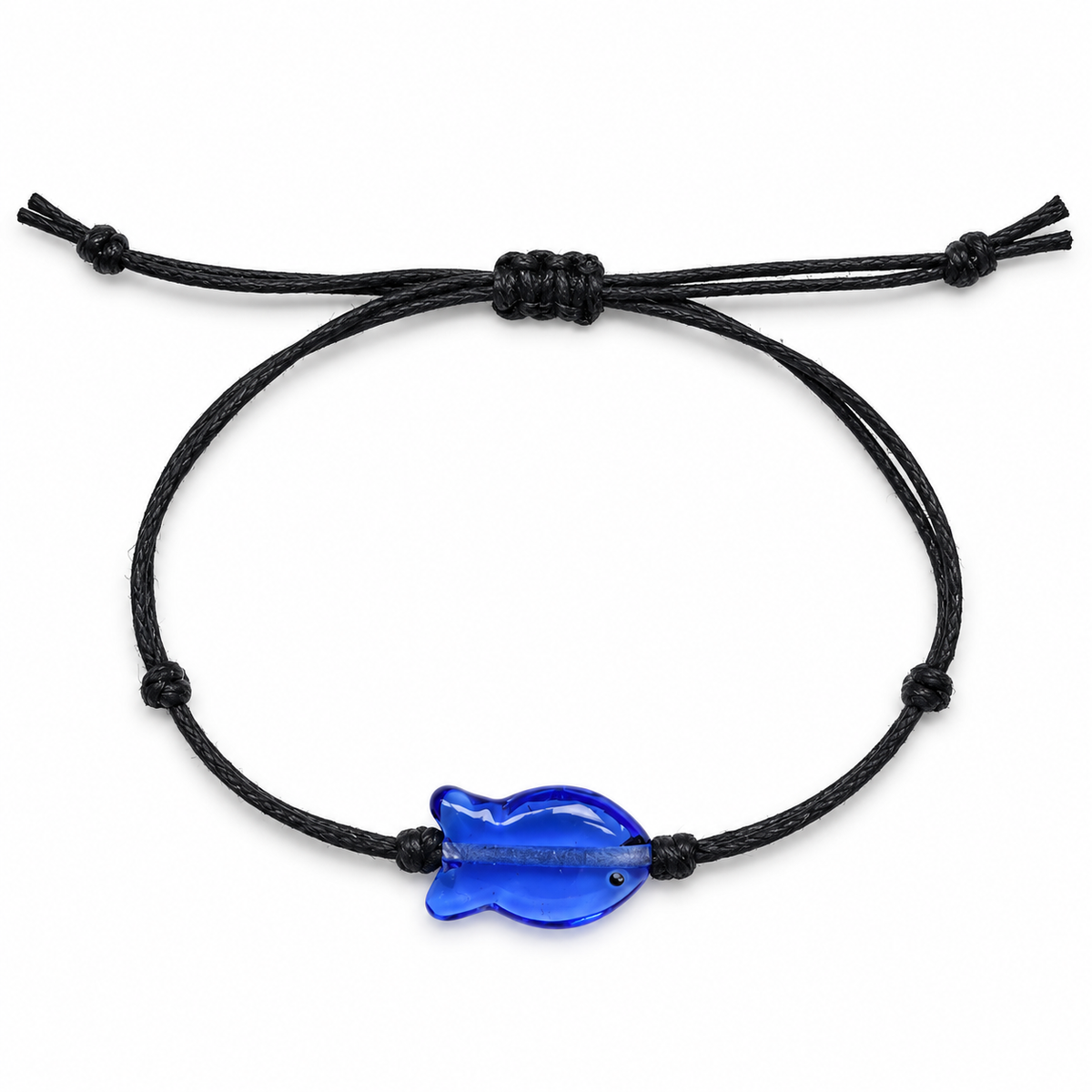 Glass Fish Charm Cord Bracelet for Women