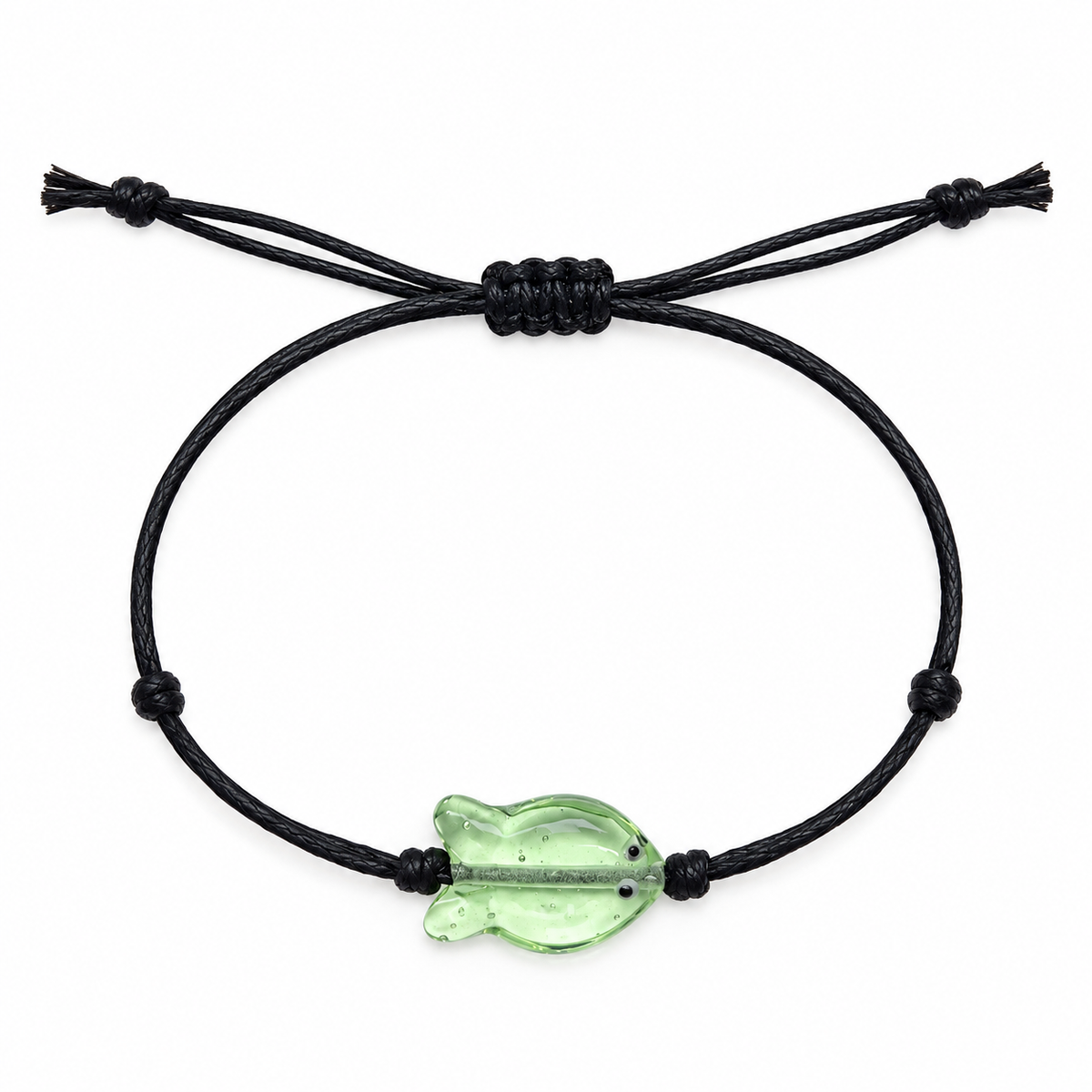 Glass Fish Charm Cord Bracelet for Women