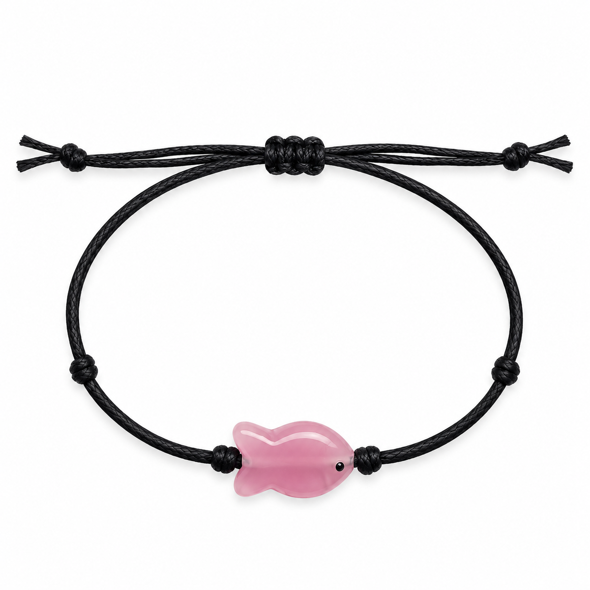 Glass Fish Charm Cord Bracelet for Women