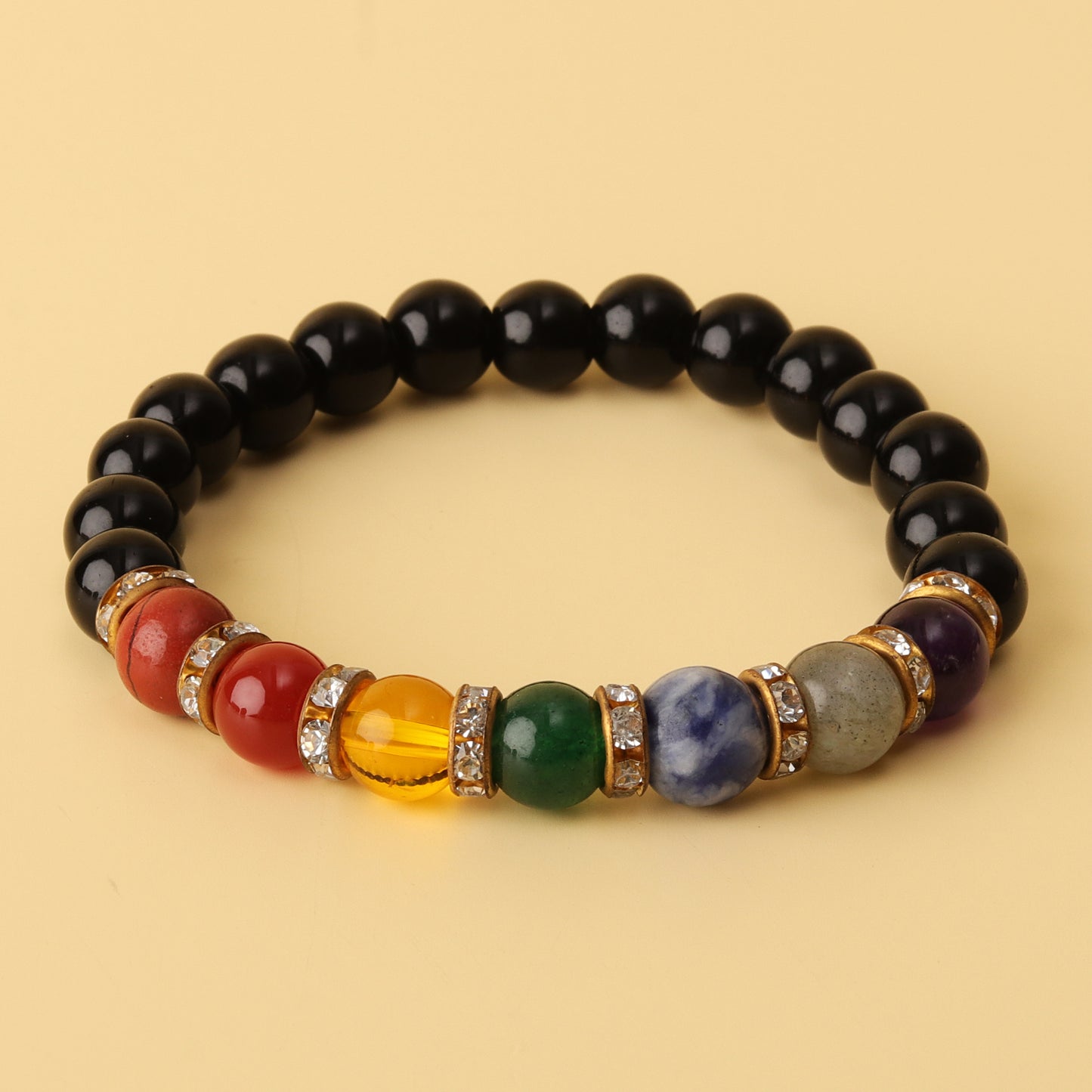 Gloss Onyx 7 Chakra Natural Stone Bracelet