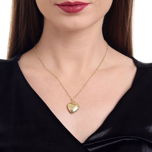Gold Heart Pendant Choker Necklace