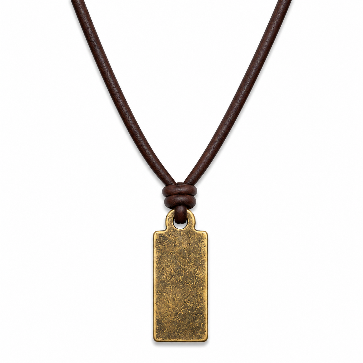 Gold Dog Tag Leather Necklace for Men