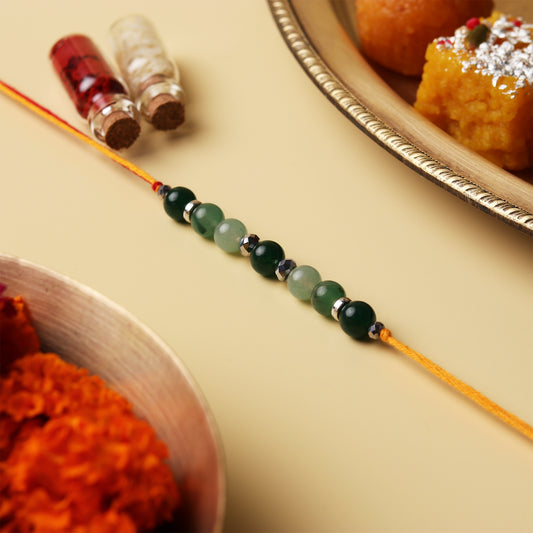 Green Jade & Green Aventurine Natural Stone Rakhi