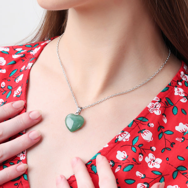 Green Aventurine Heart Pendant Necklace