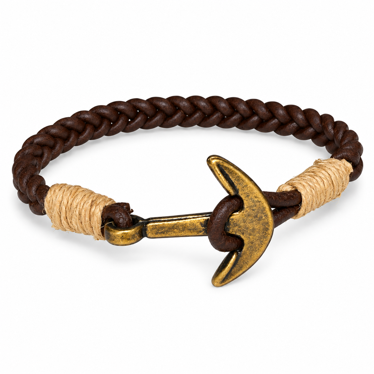 Handcrafted Anchor Leather Bracelet for Men