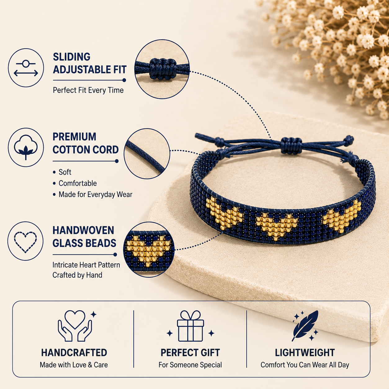Heart Pattern Beaded Bracelet