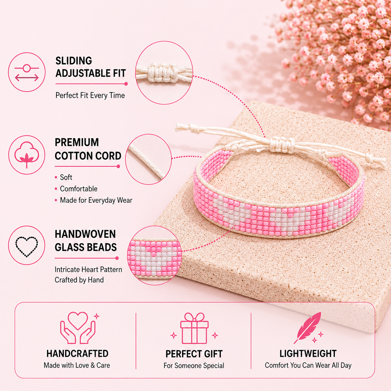 Heart Pattern Beaded Bracelet