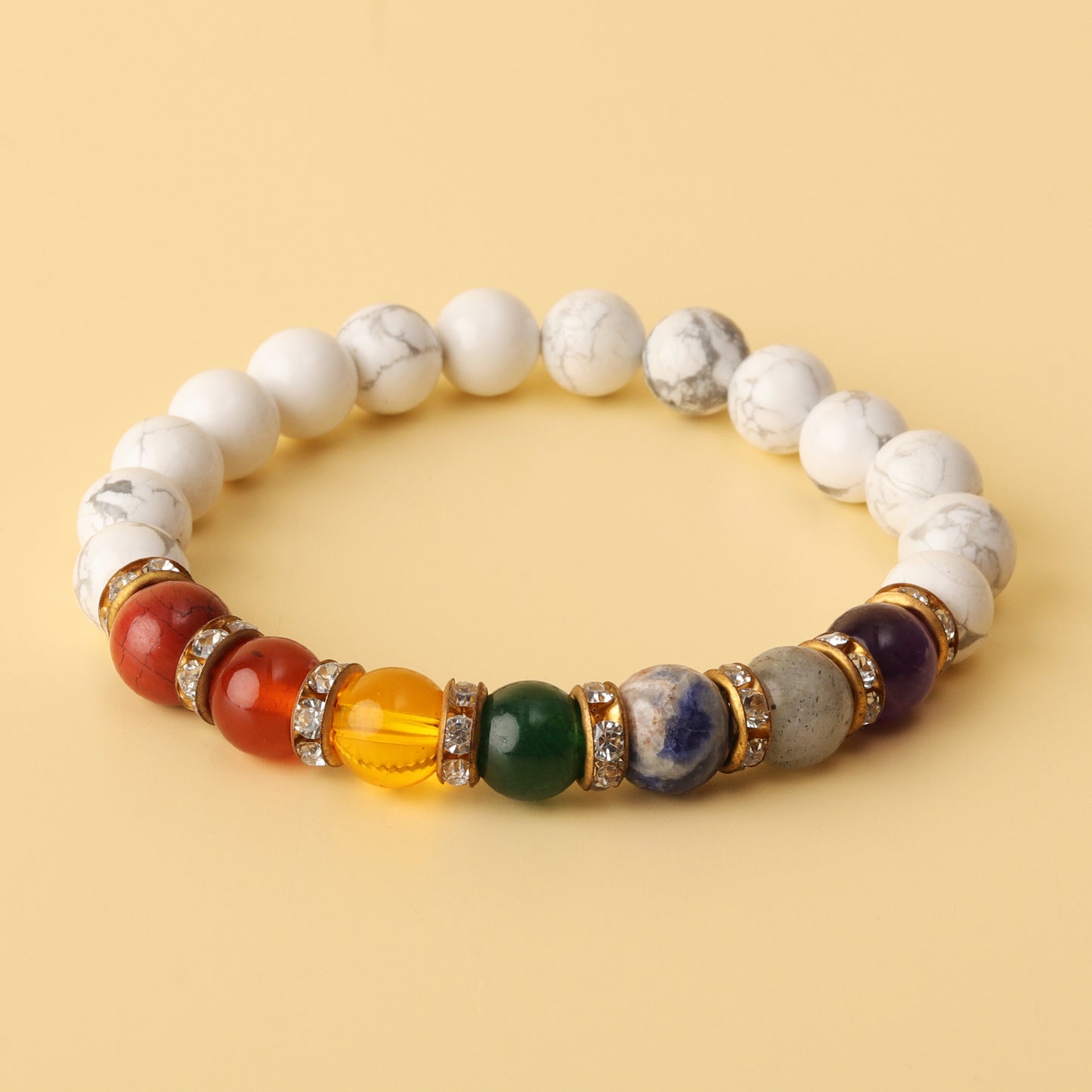 Howlite 7 Chakra Natural Stone Bracelet