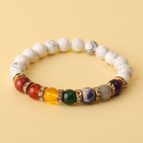 Howlite 7 Chakra Natural Stone Bracelet