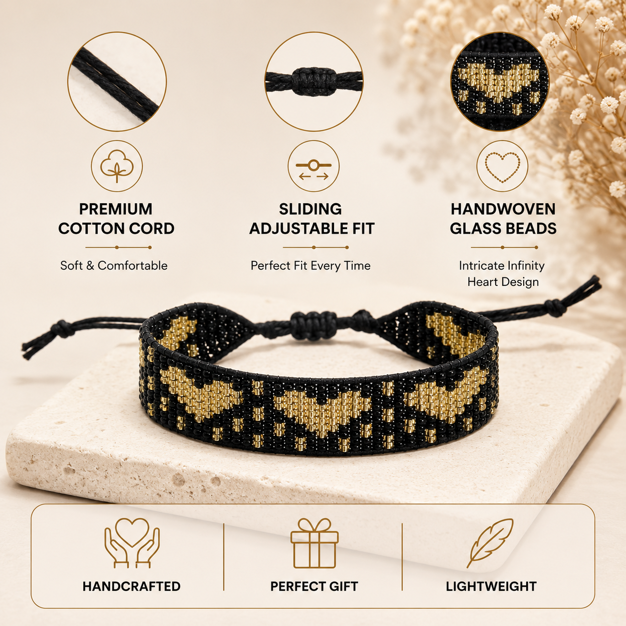 Infinity Hearts Beaded Bracelet