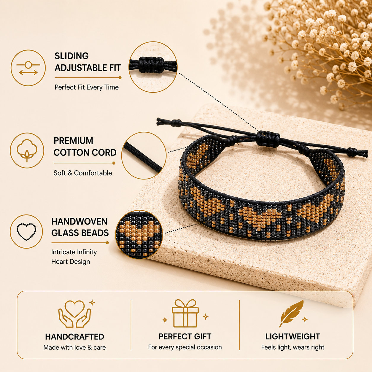 Infinity Hearts Beaded Bracelet